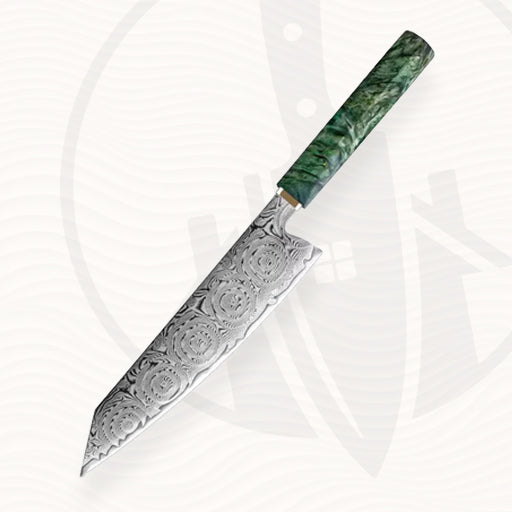 Thuischef - Damascus Kiritsuke 23cm - Emerald